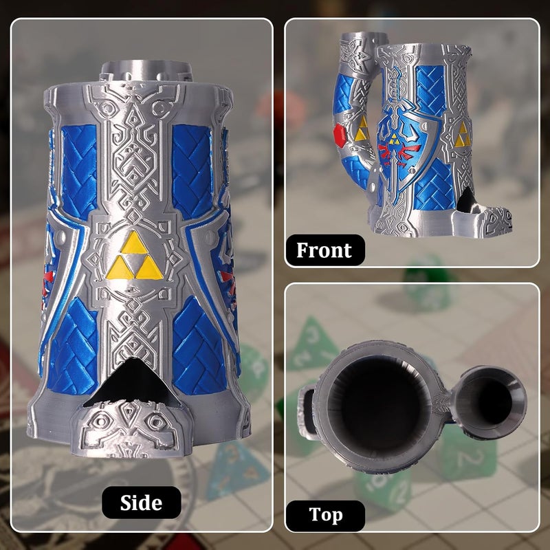 Luazuri Store Dice Tower Mug, Dice Rolling Tower, Comes with 7 PCS Dice Set, Suitable for DND Dungeons and Dragons, Tabletop Games, Available As Drink Holder, D&D Gifts, DND Accessories (Blue-Gray) - Image 4
